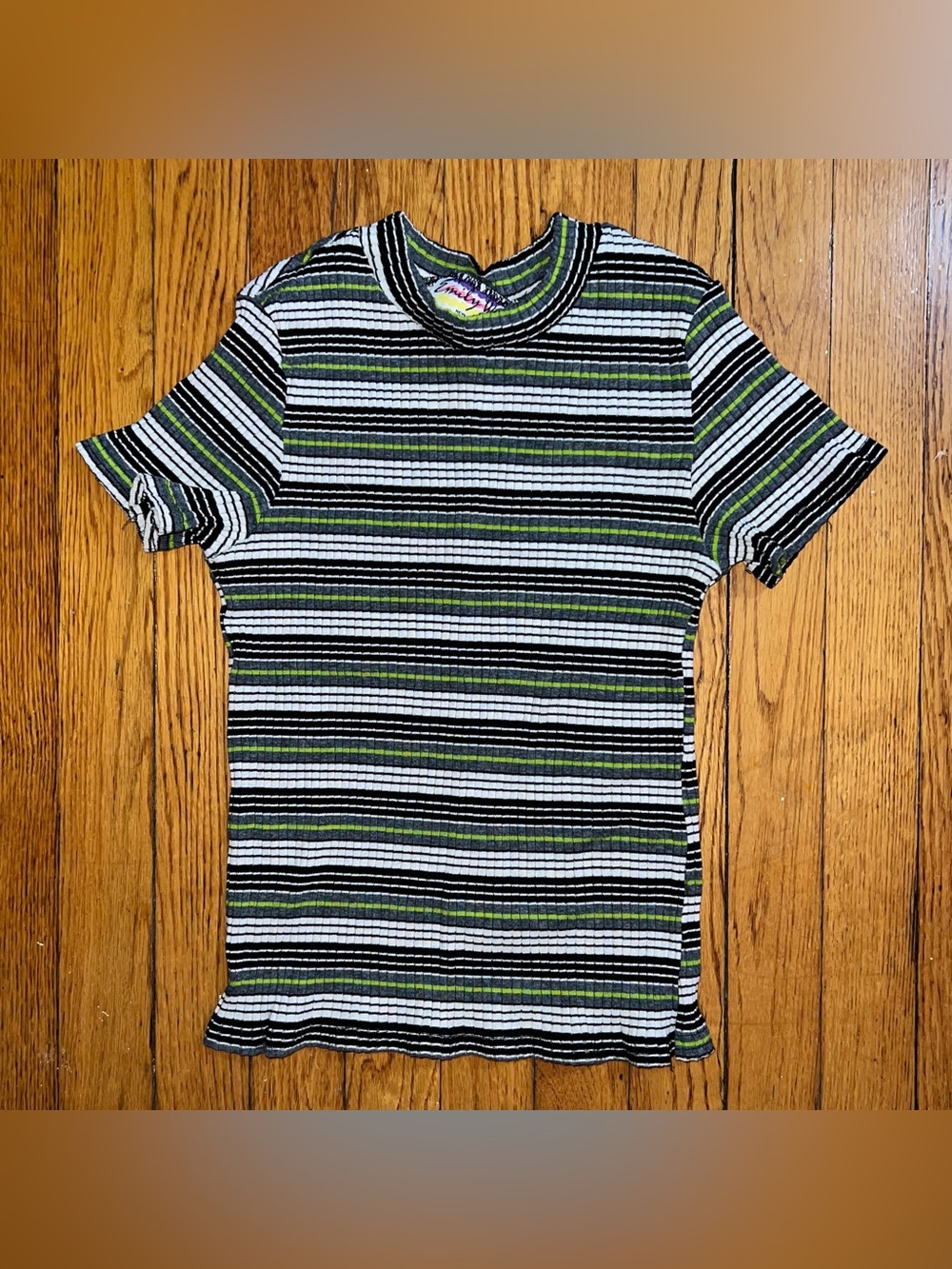 vintage 90s emily west mock neck striped shirt